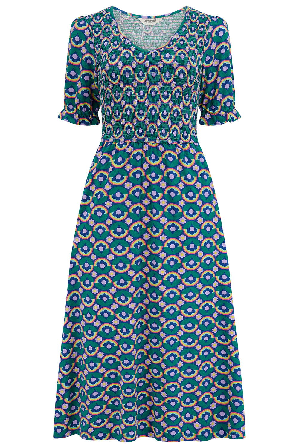 Daphne Shirred midi dress
