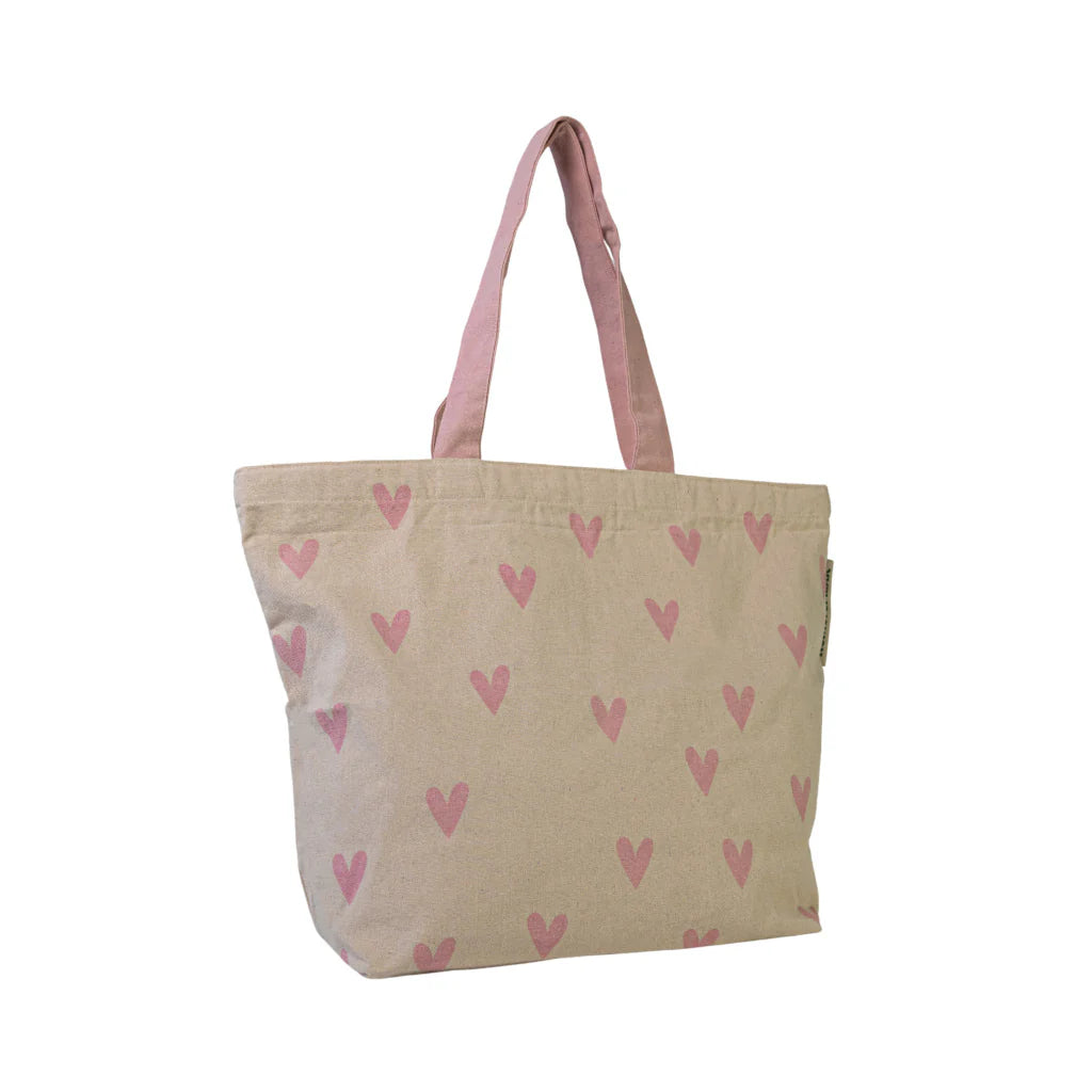 Duurzame shopper Pink Hearts Gemaakt van gerecycled bedlinnen