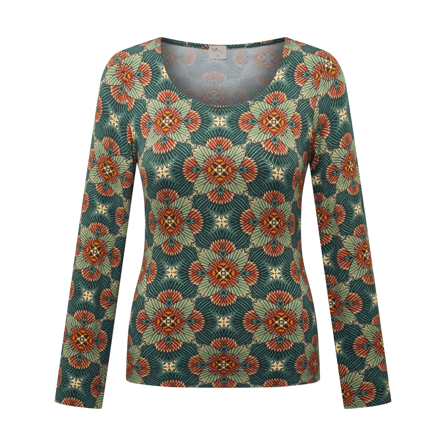 donker teal lange mouwen shirt
