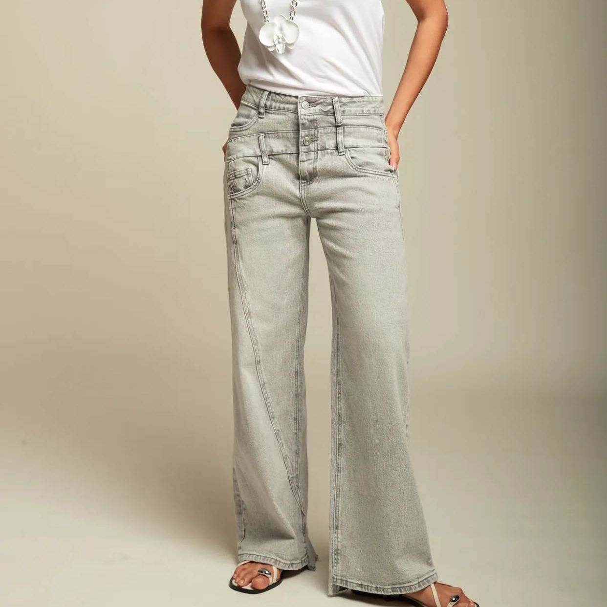 Wide Leg Jeans Grijs