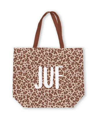 Canvas Tas Leopard Juf