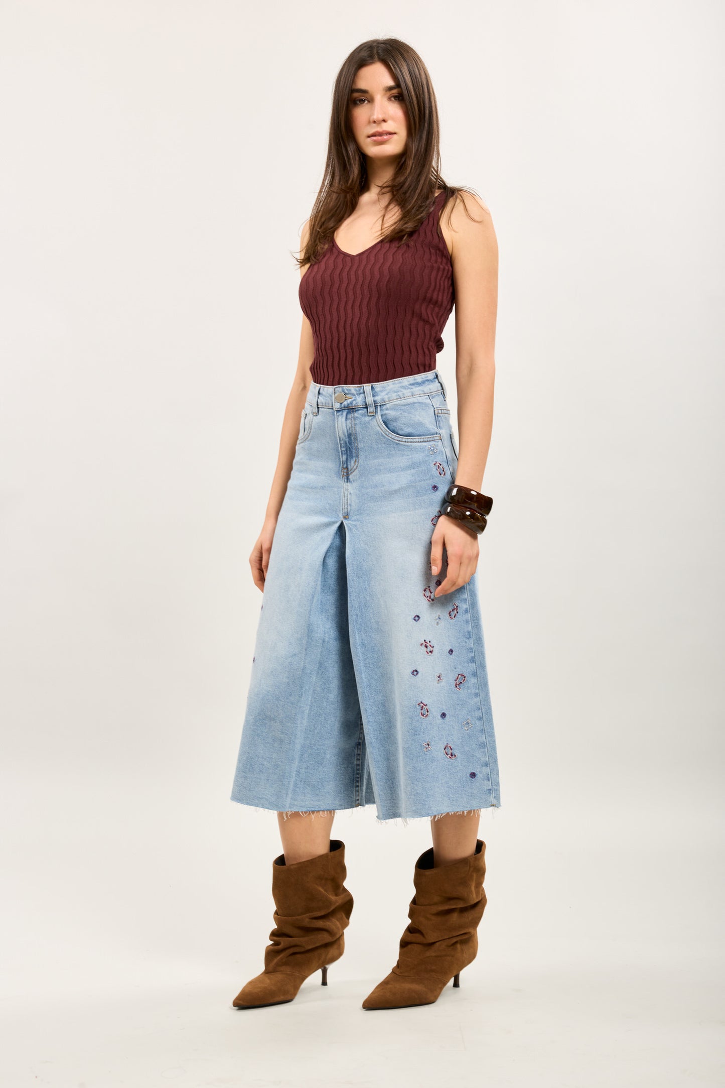 Denim Jort met bloemen