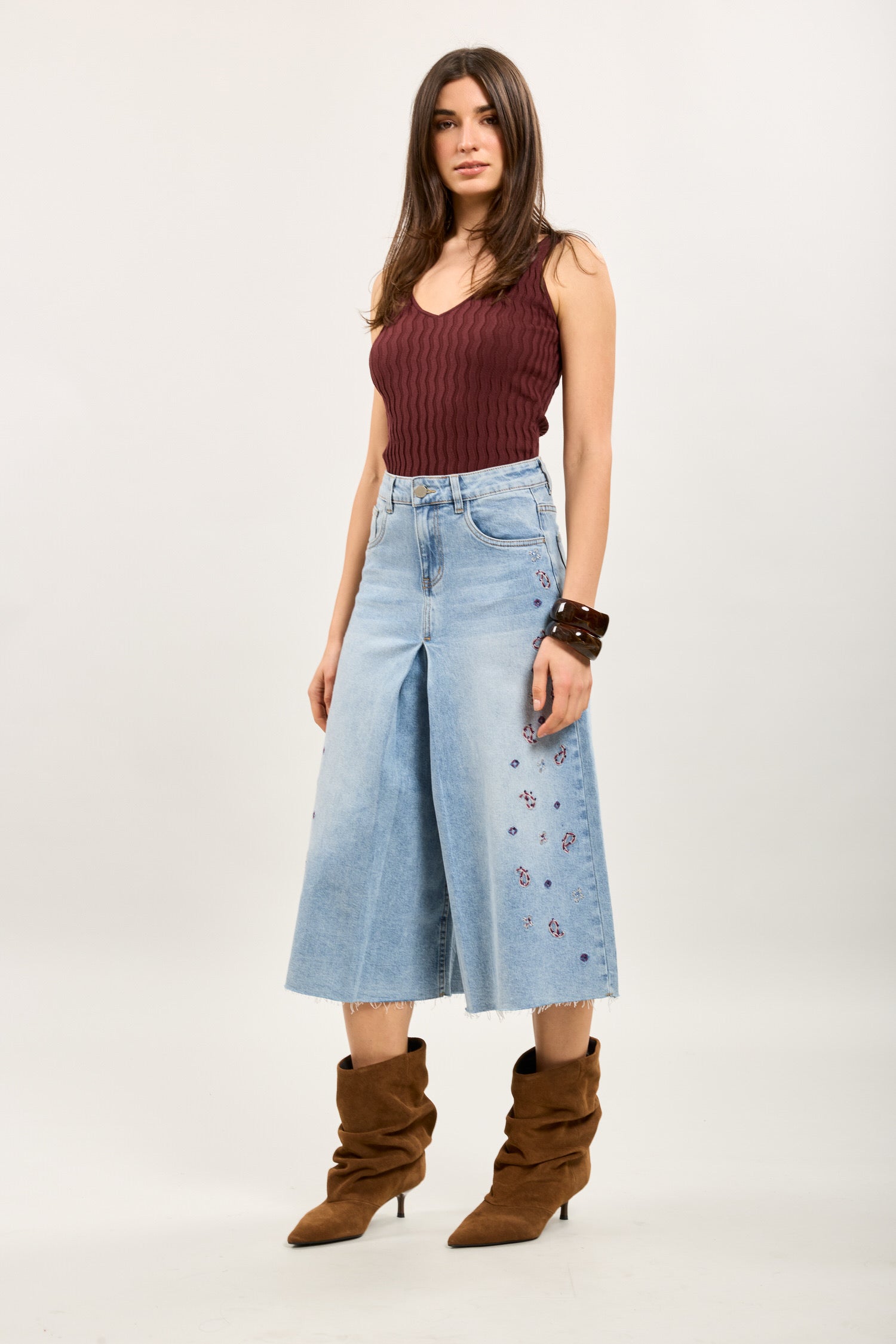 Denim Jort met bloemen