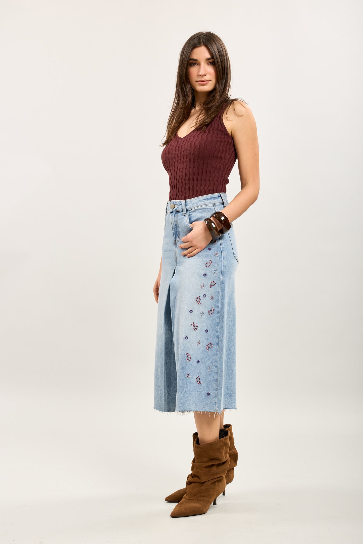 Denim Jort met bloemen