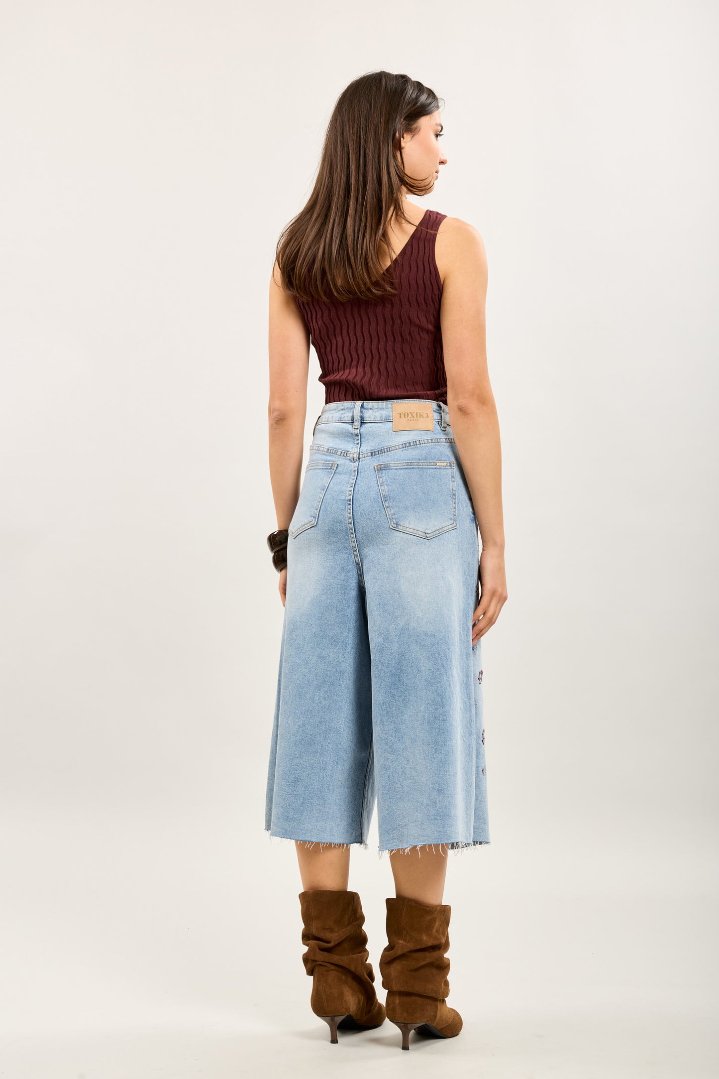Denim Jort met bloemen