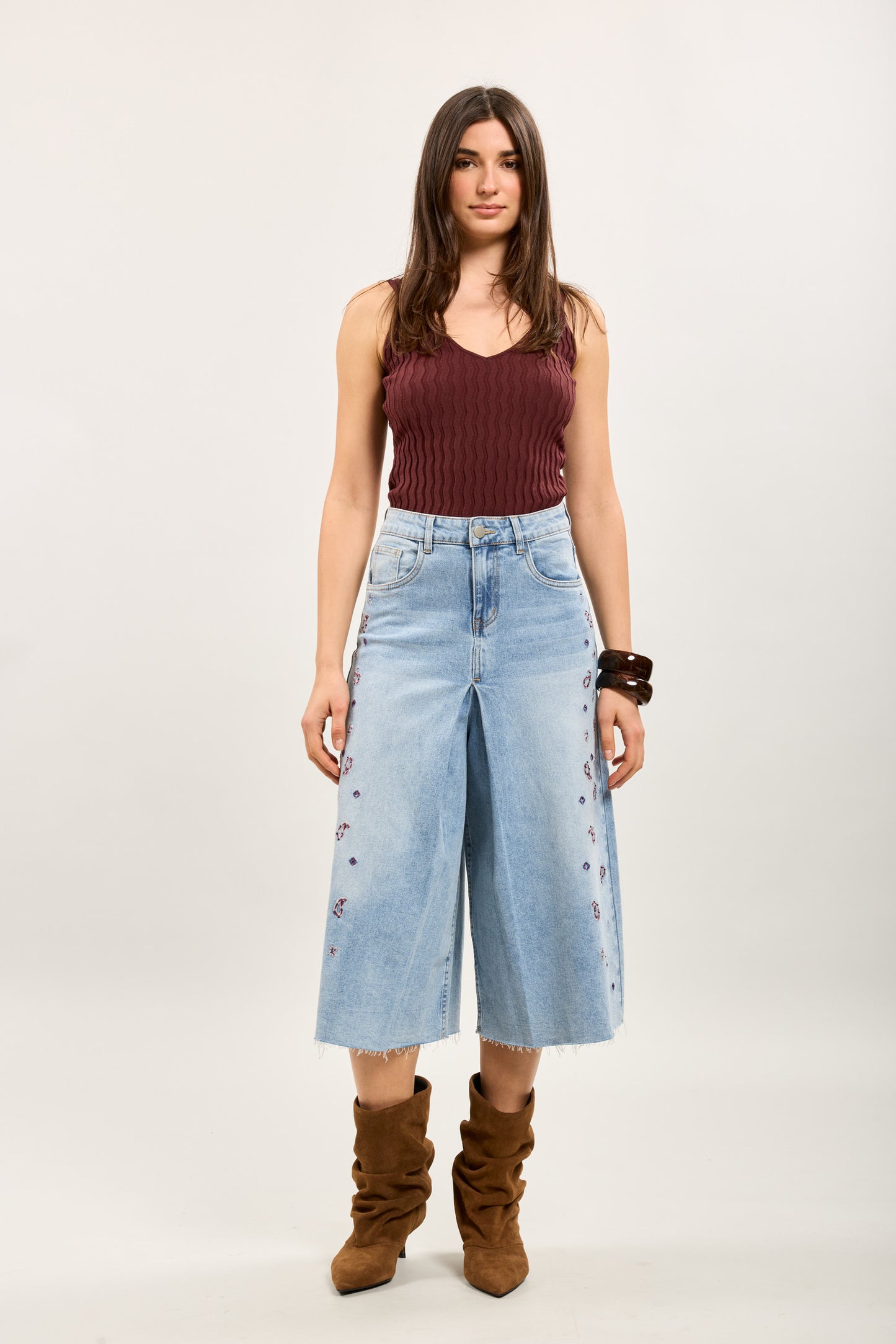 Denim Jort met bloemen