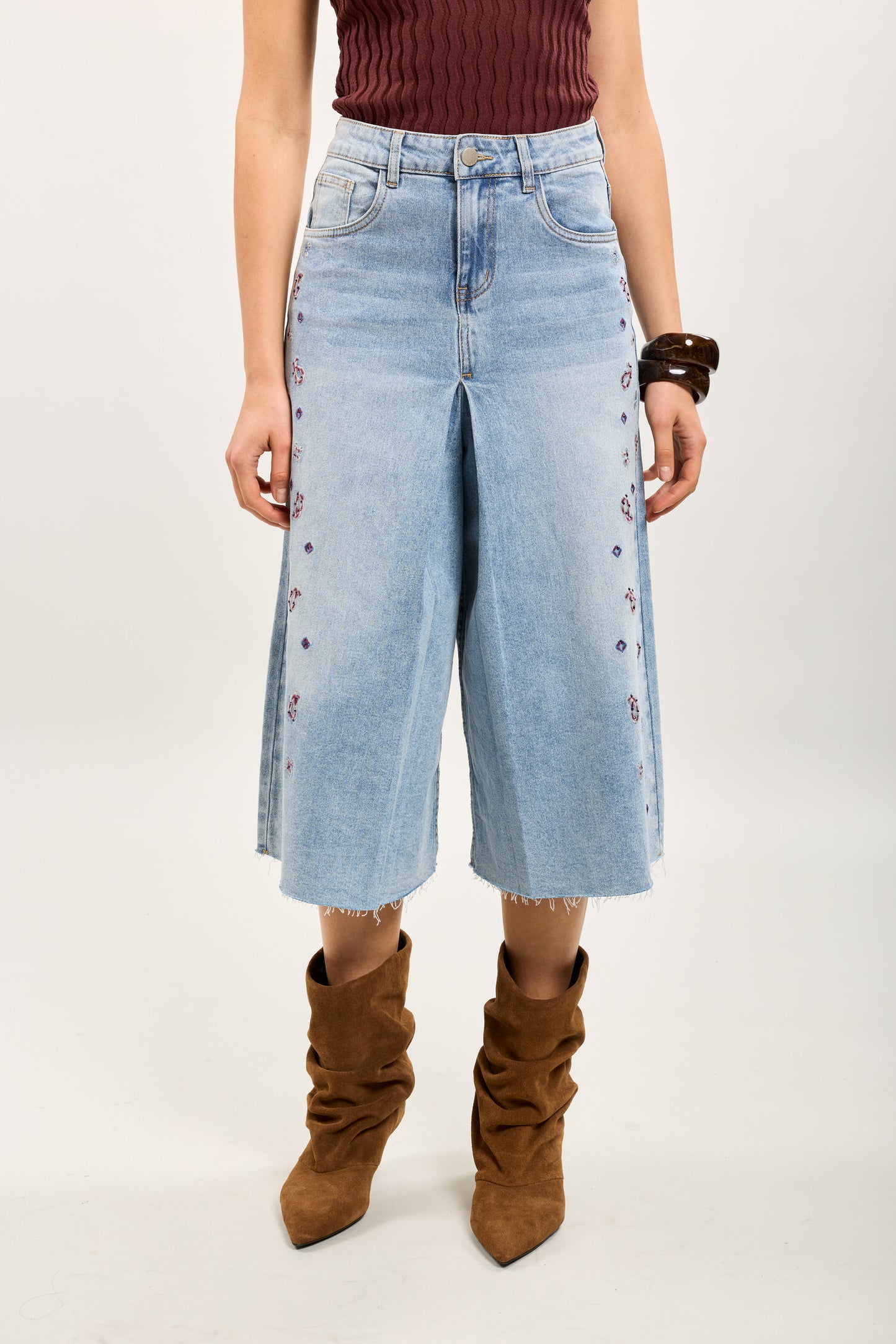 Denim Jort met bloemen