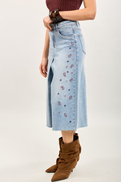 Denim Jort met bloemen