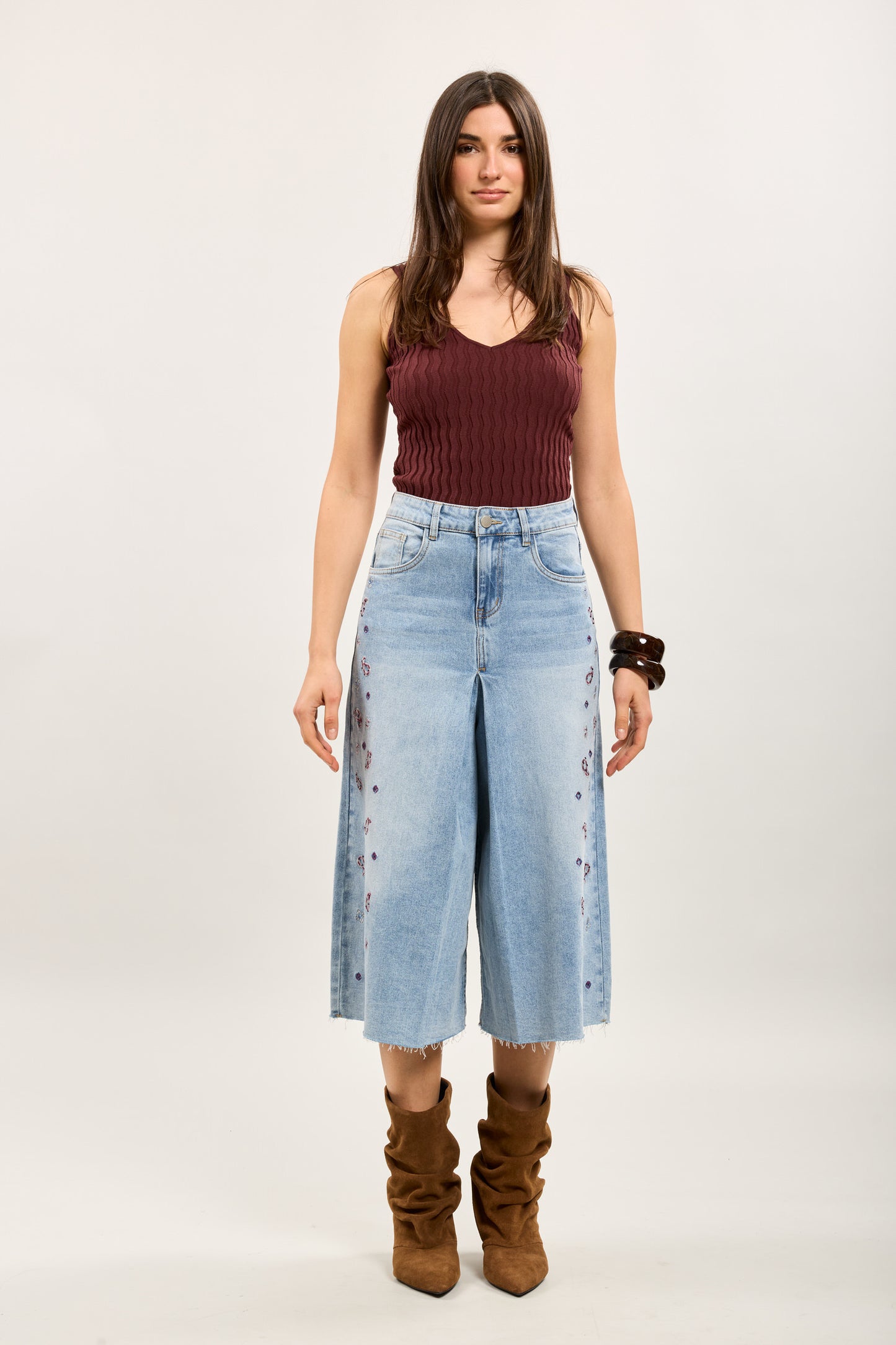 Denim Jort met bloemen