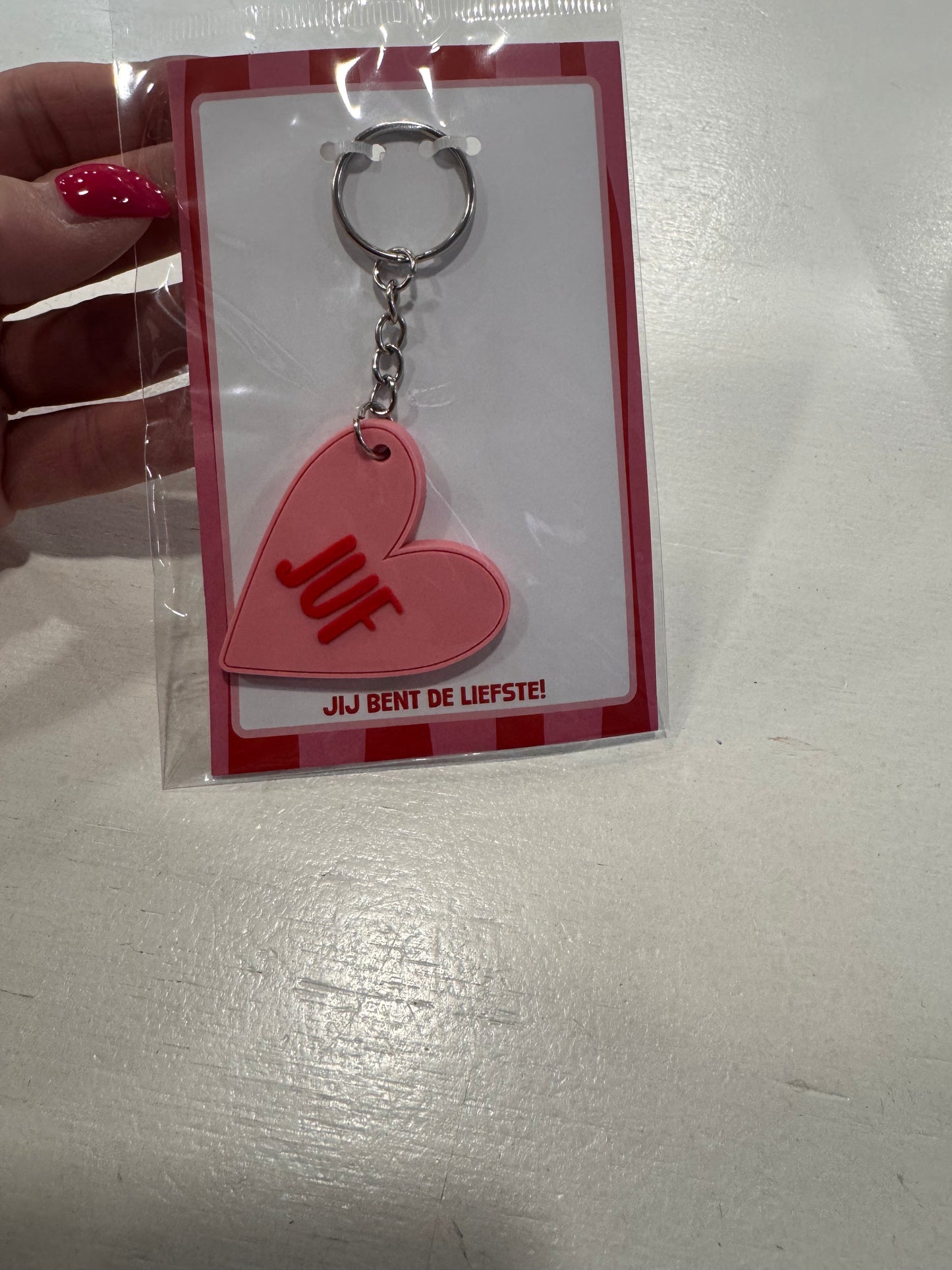 Sleutelhanger Juf Roze