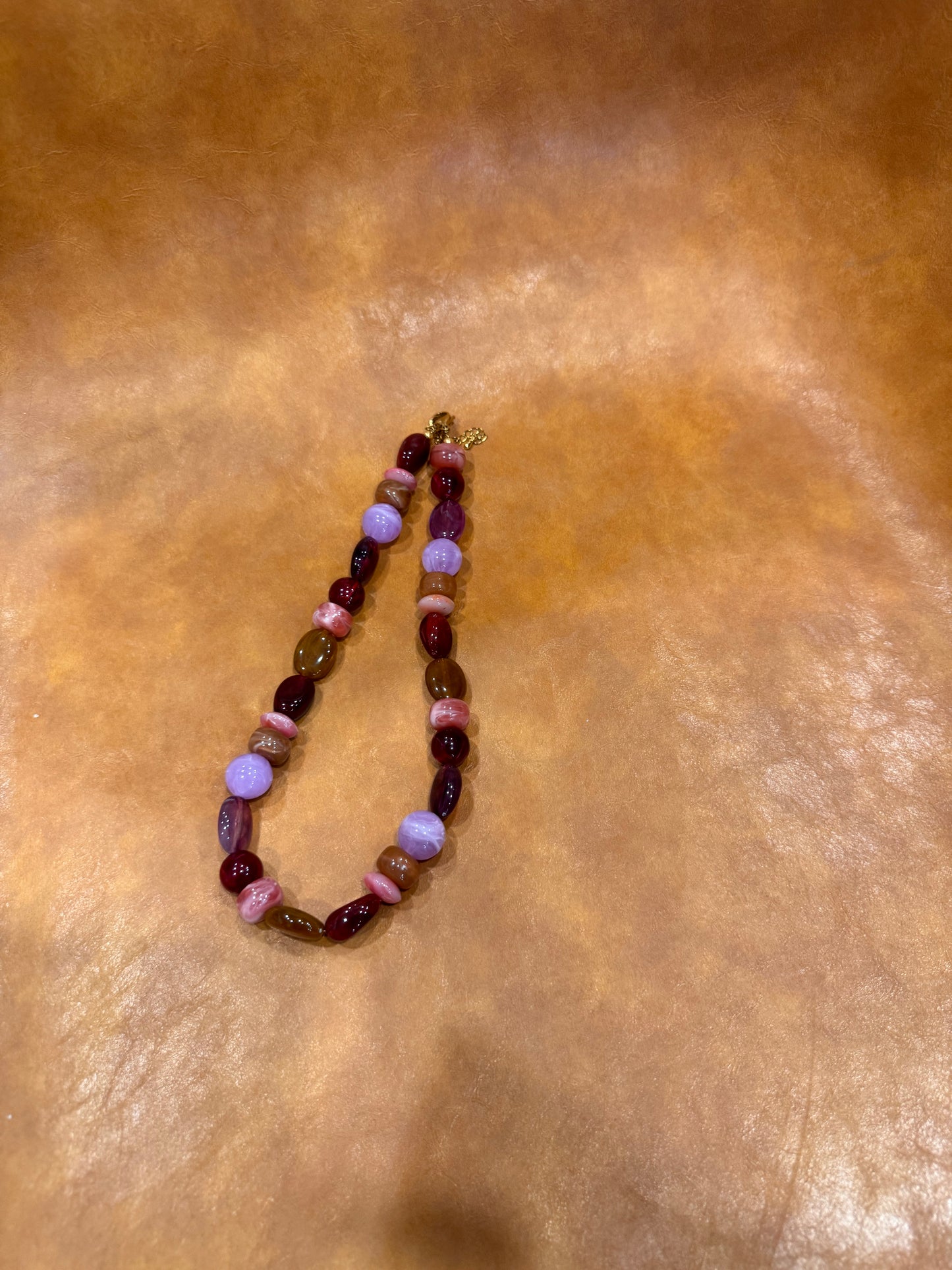 Kralen ketting mix bruin-lila