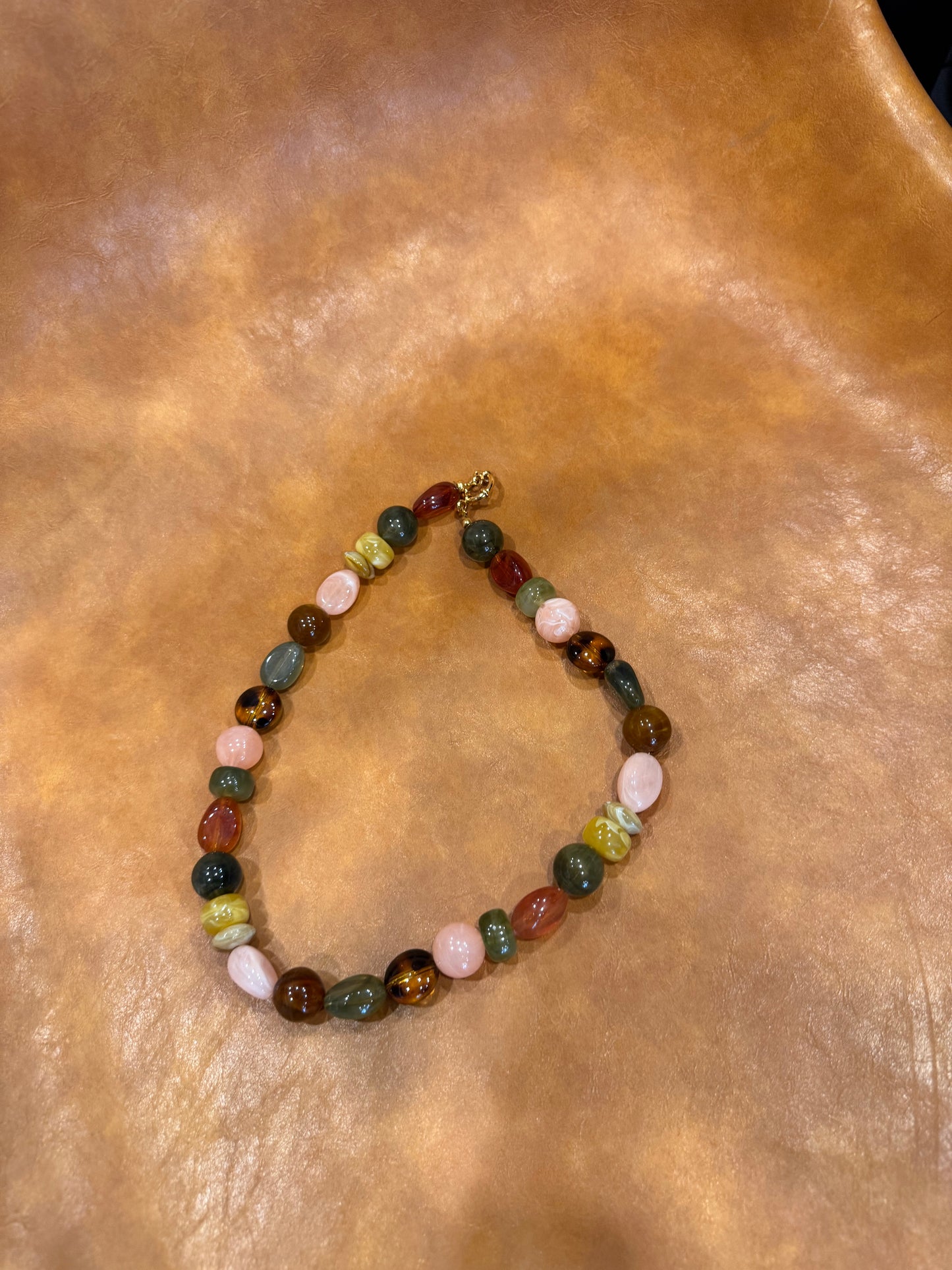 Kralen ketting mix licht roze-groen