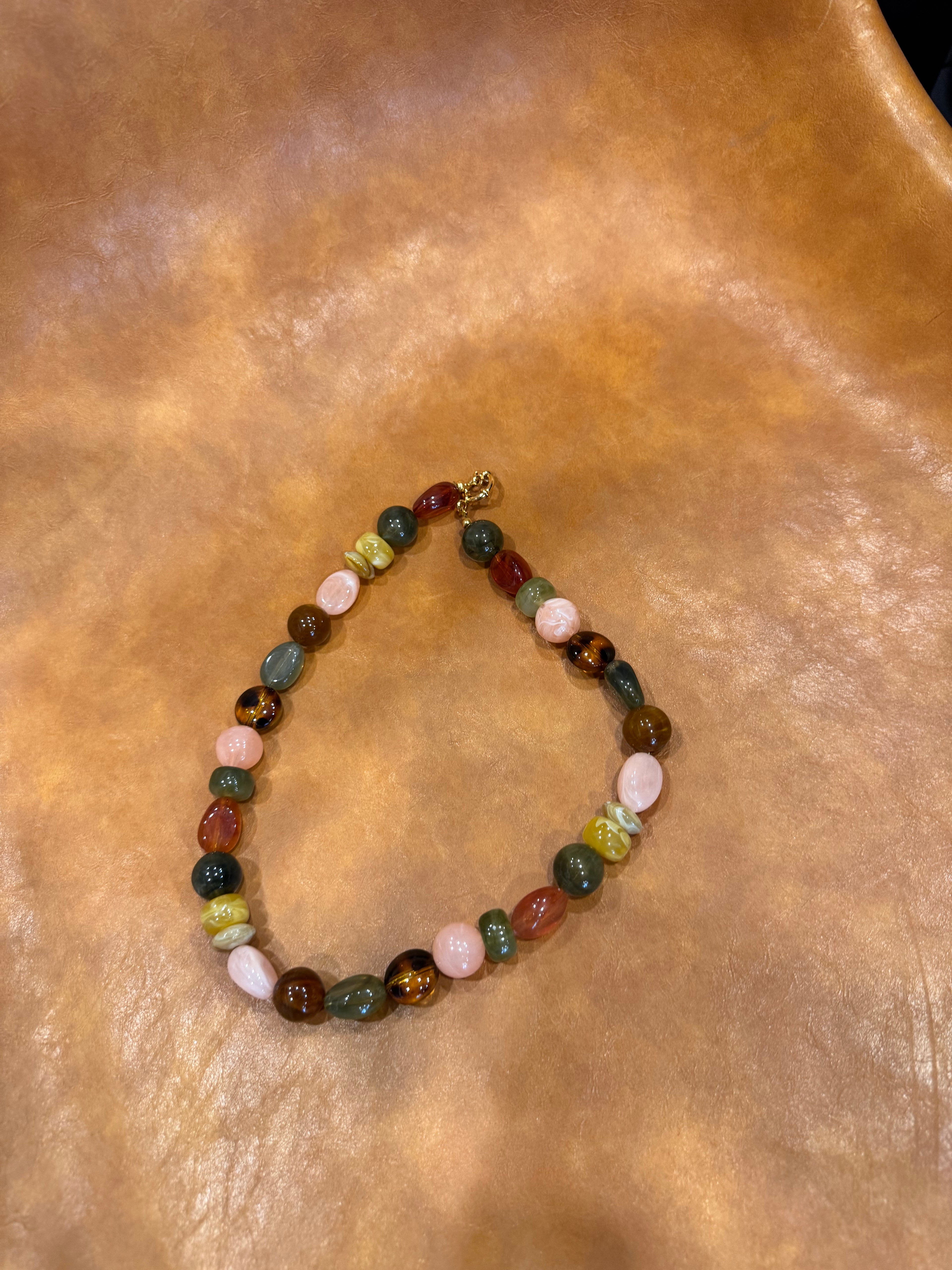 Kralen ketting mix licht roze-groen