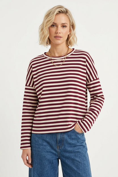 sweater streep met ronde hlas/