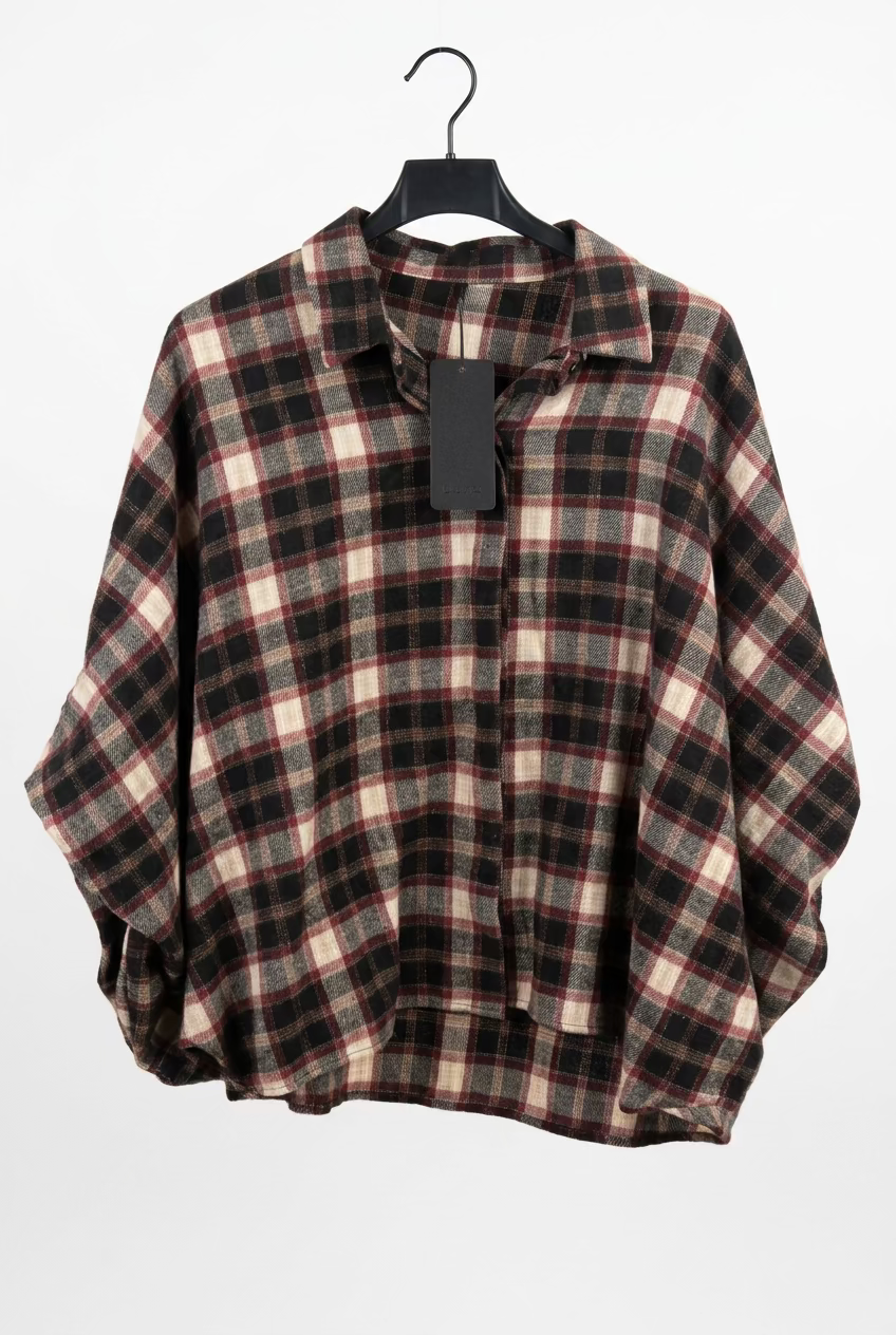 Blouse Ruit  Zwart -Rood