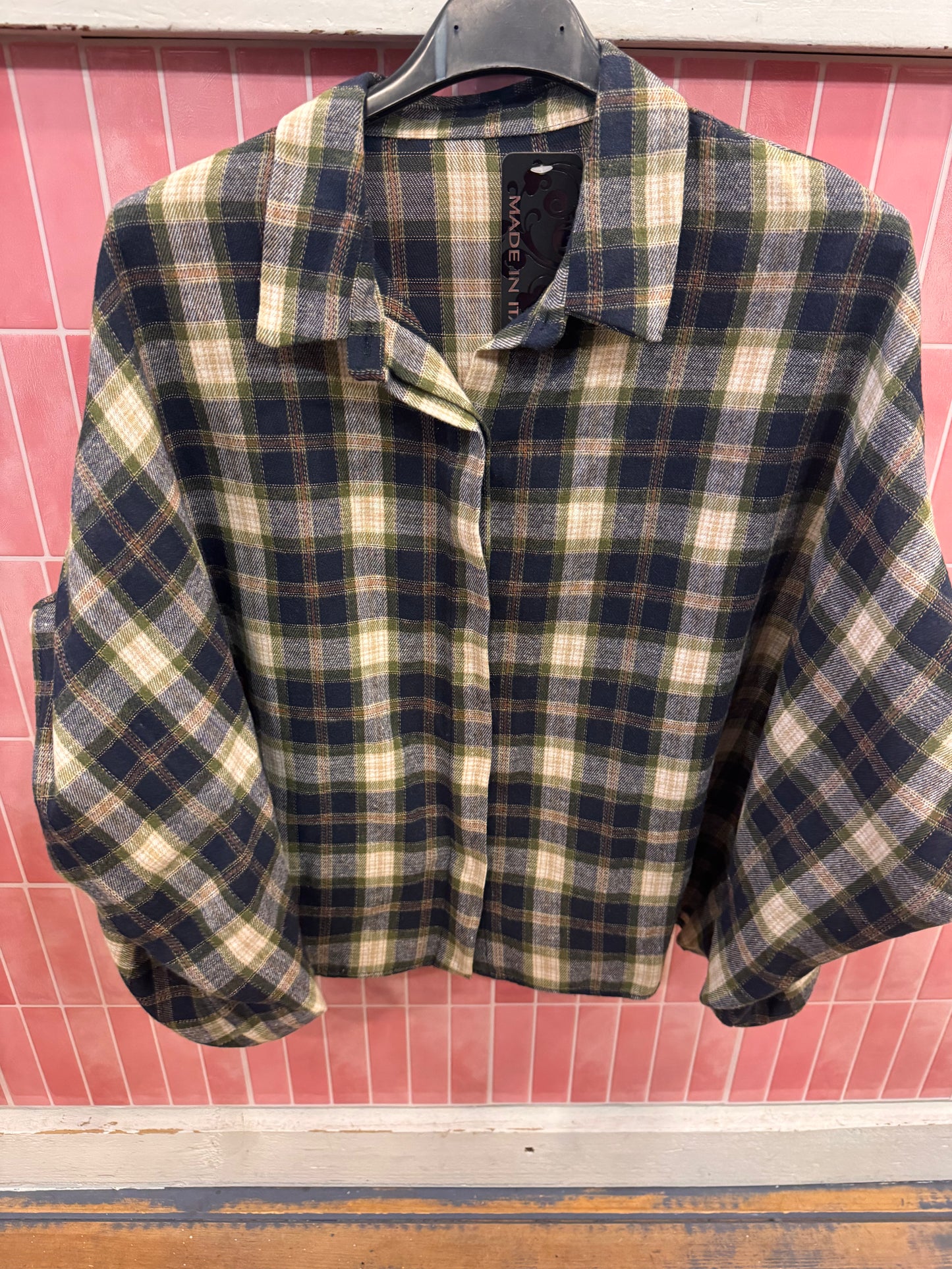Blouse ruit Groen- Blauw