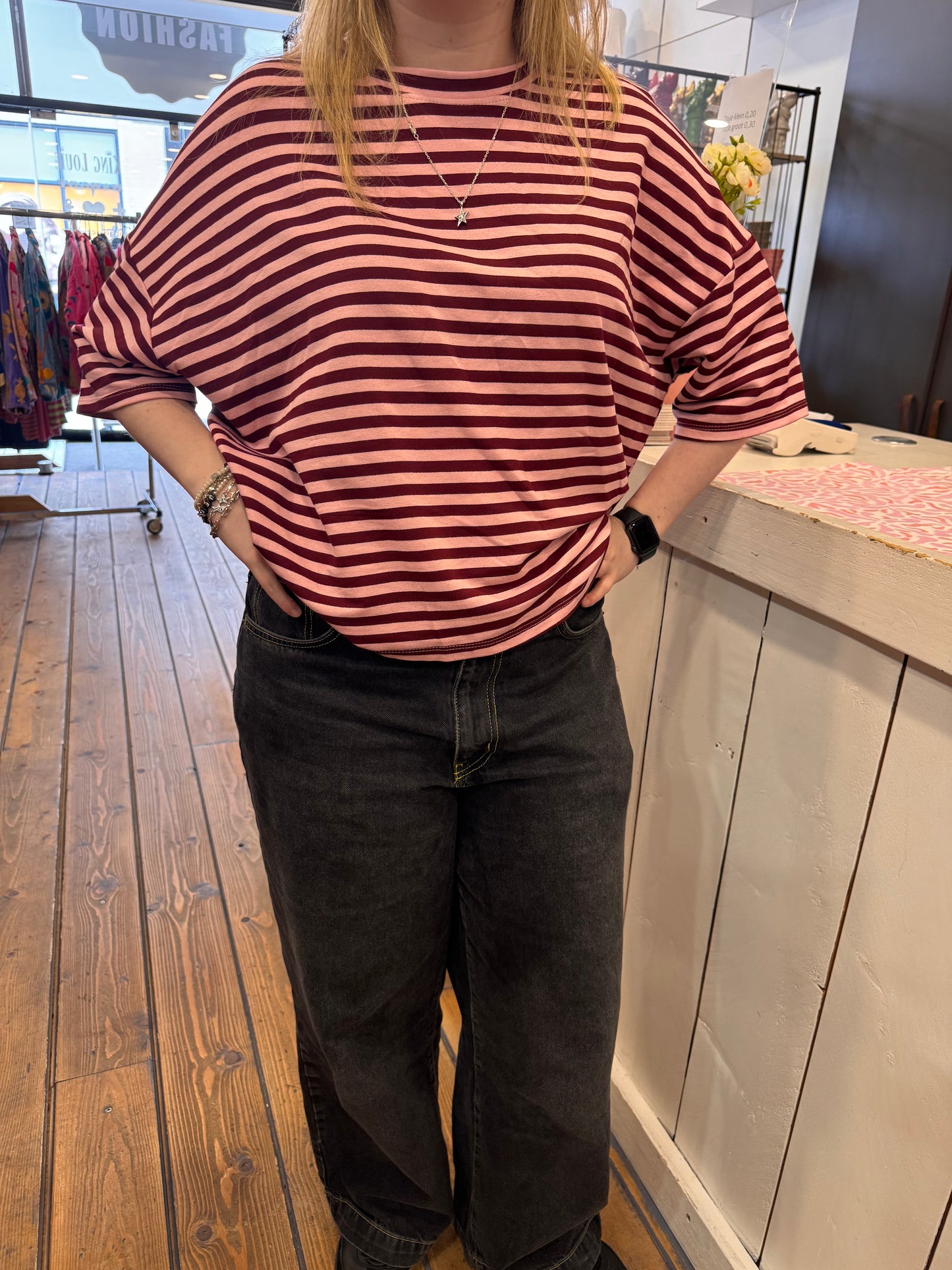Sweatshirt Streep Korte mouw