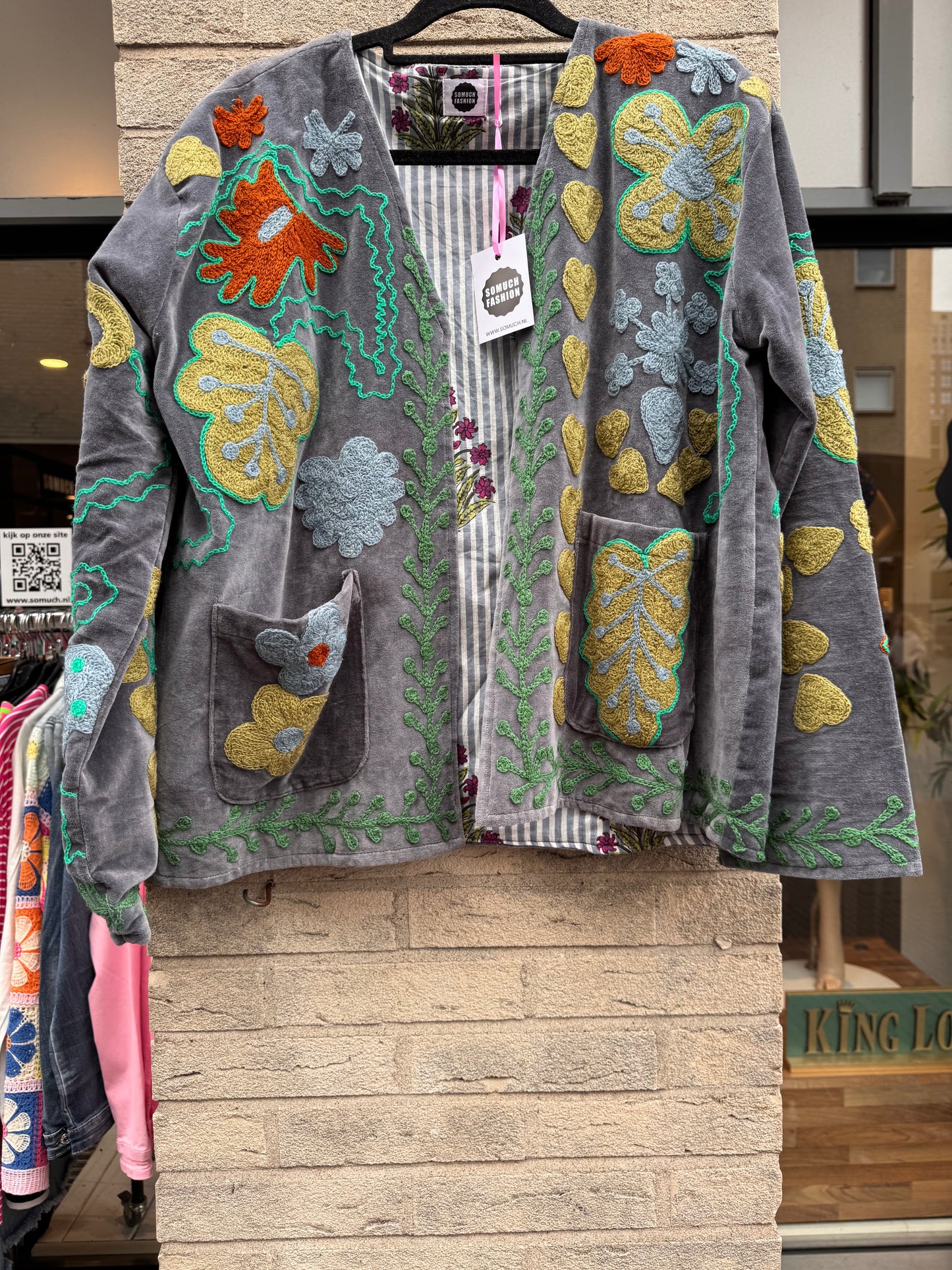 Velvet Suzani jacket Grey