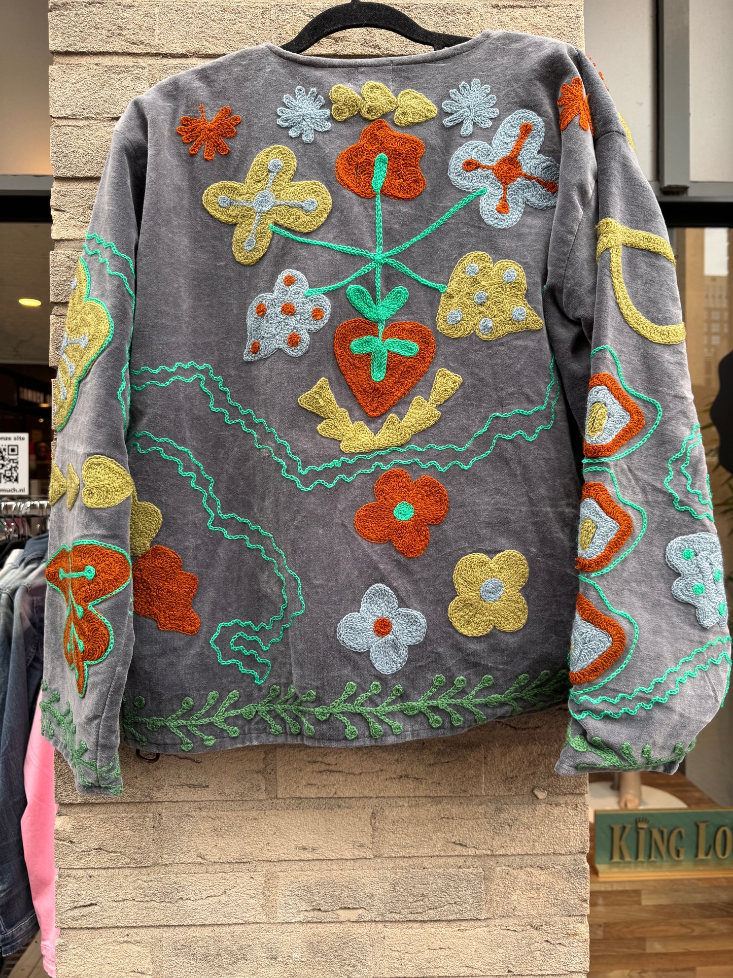 Velvet Suzani jacket Grey