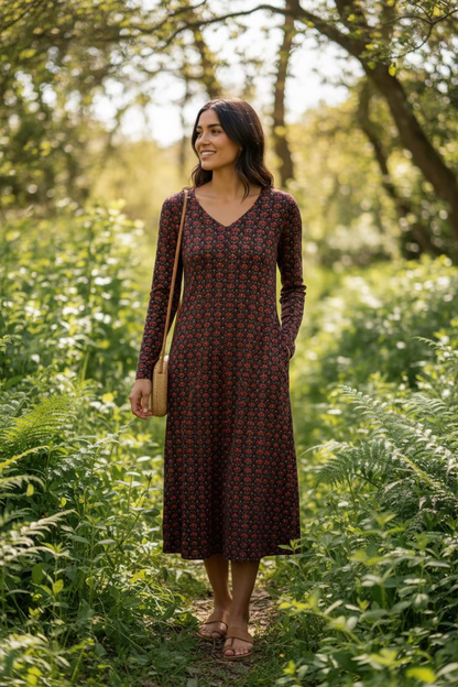 Elegante katoenen jurk met V-hals