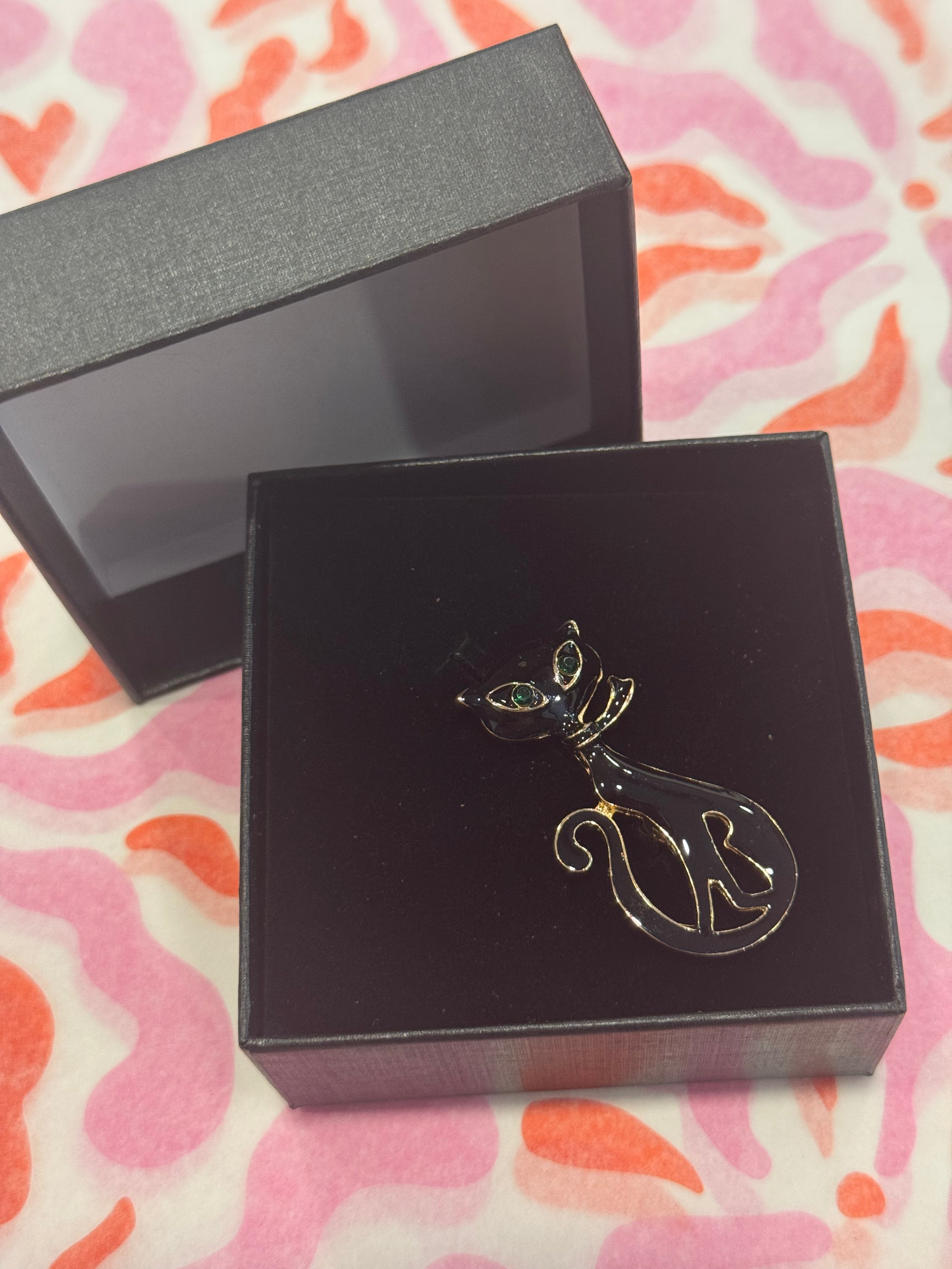 LUCKY BLACK CAT Broche