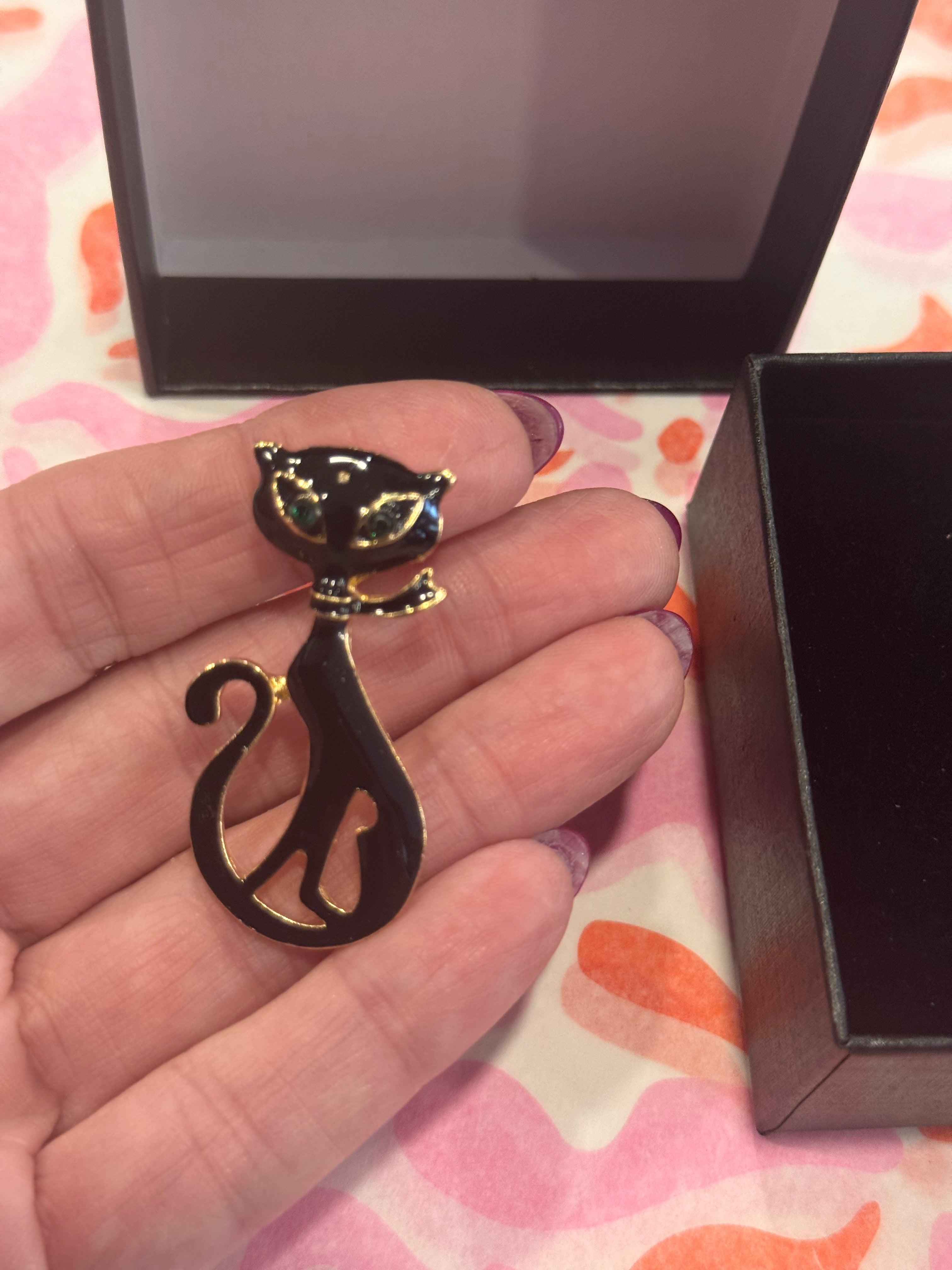 LUCKY BLACK CAT Broche