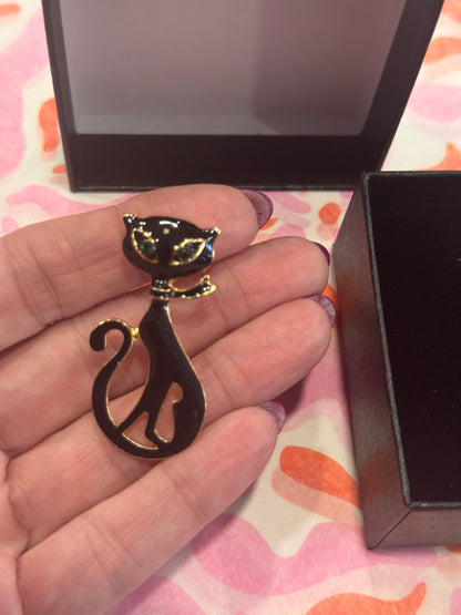 LUCKY BLACK CAT Broche