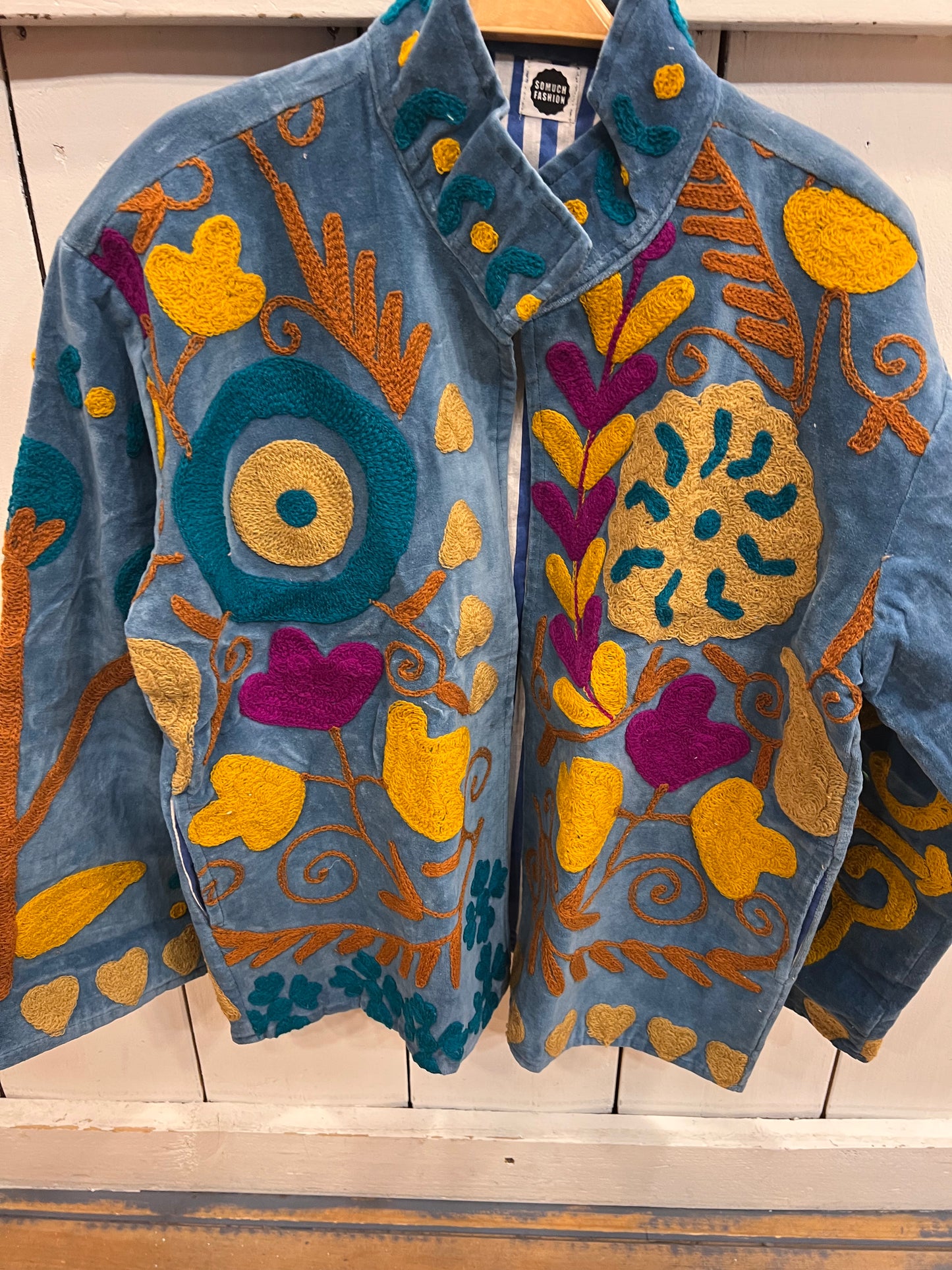 Velvet Suzani Jacket Licht blauw