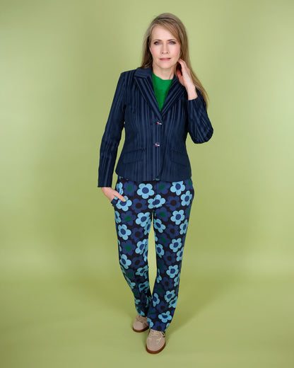 Blauwe broek met bloemen print 