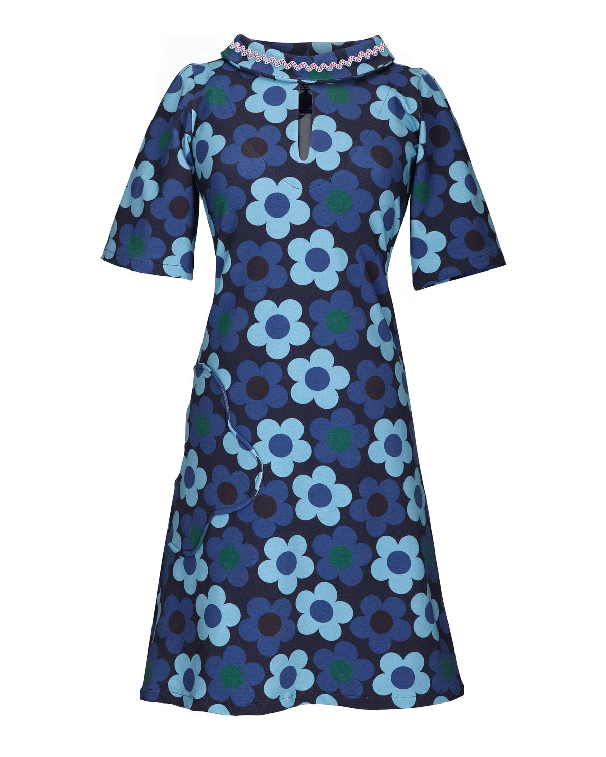 Blauwe jurk met bloemenprint 