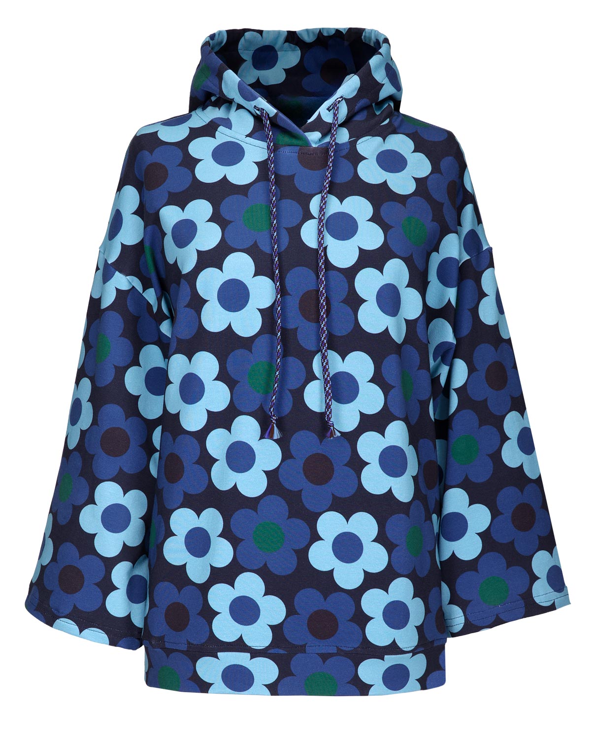 Blauwe hoodie  met capuchon.
