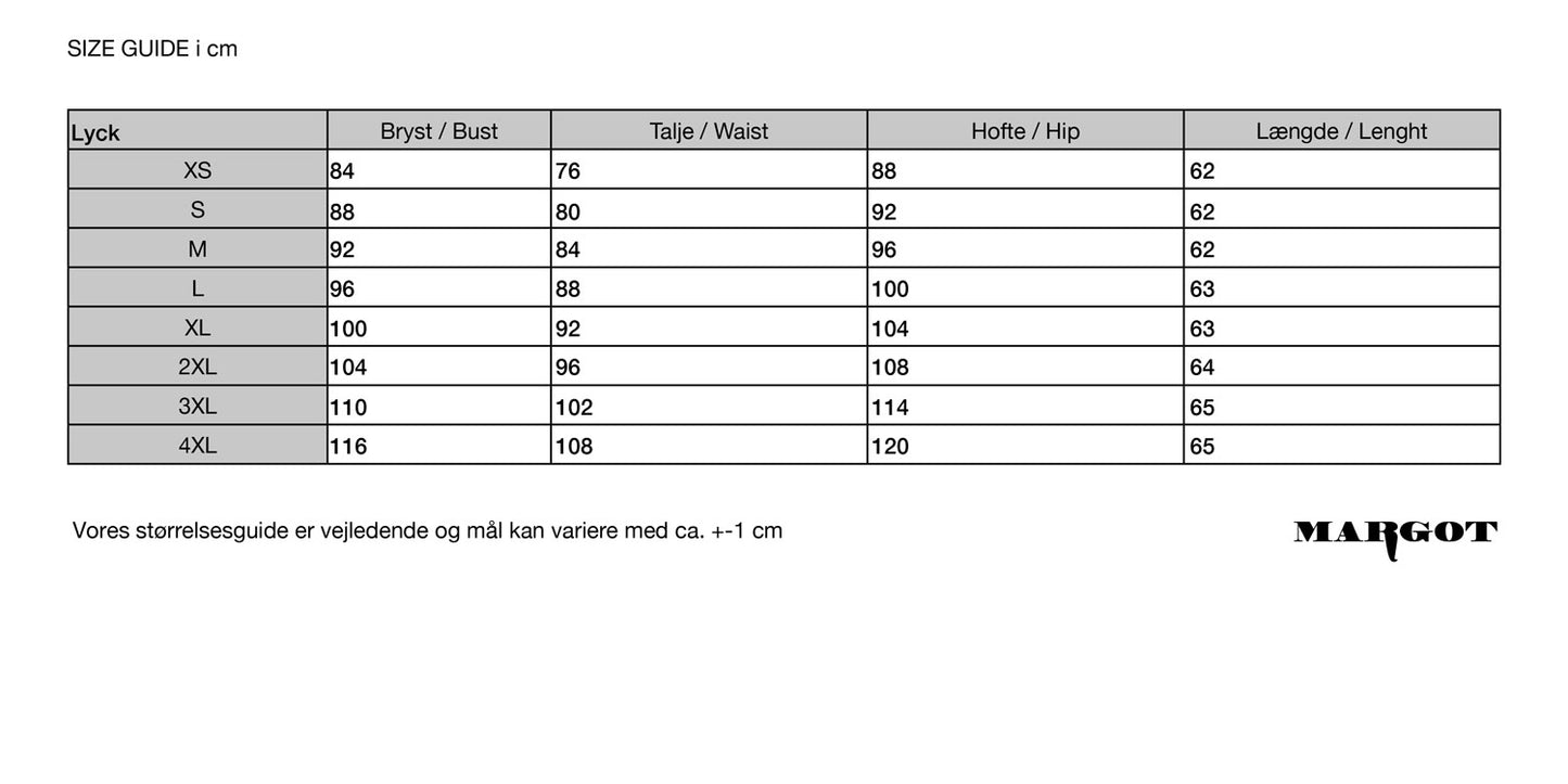 Lyck Blouse maattabel