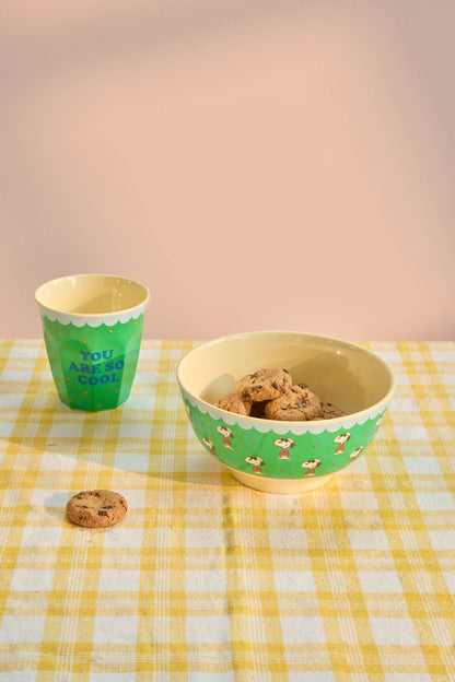 Melamine Bowl with Green Snoppy Print