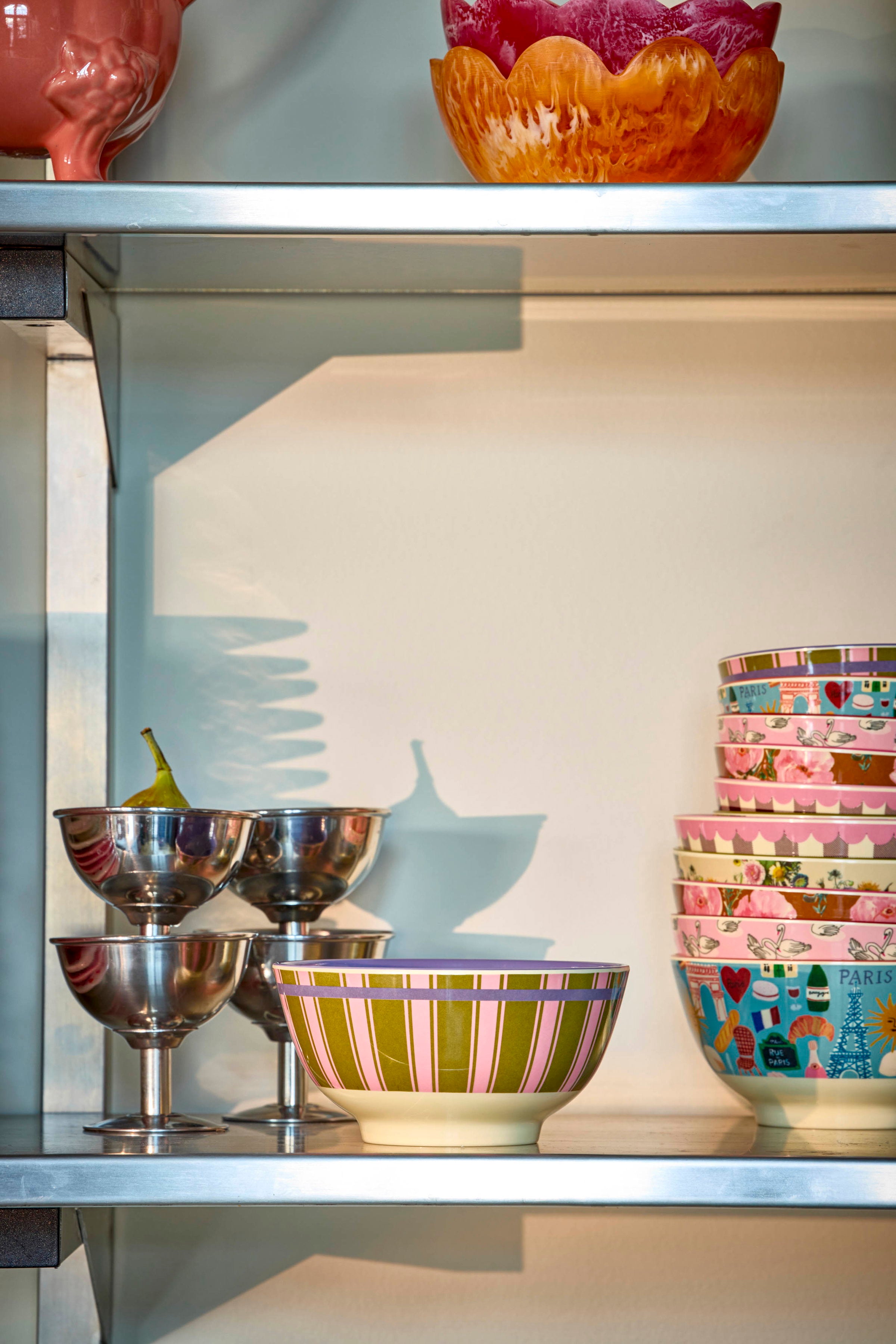 Melamine Bowl with Stripe Delight Print