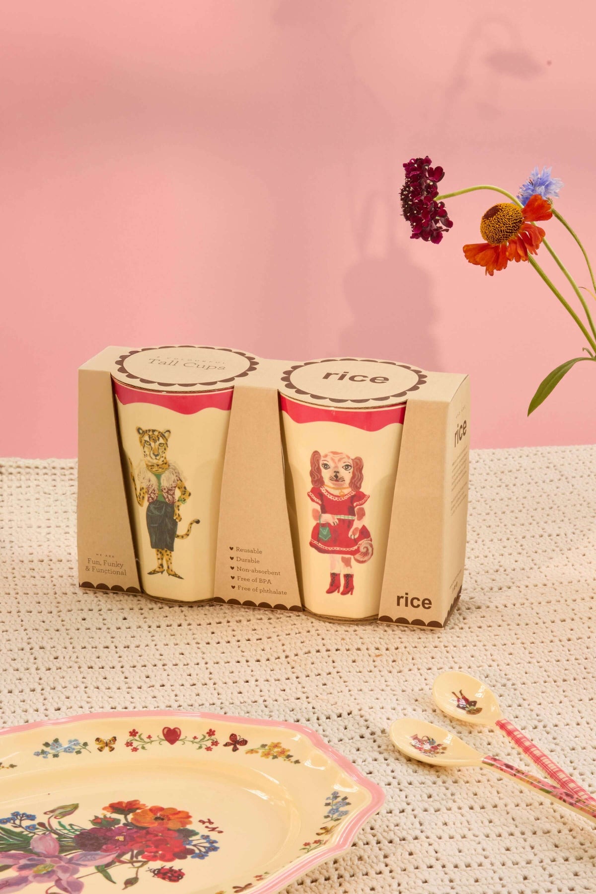 Melamine Tall Cup in Gift Box with Nathalie Lété Print - Tal - Red Kiss