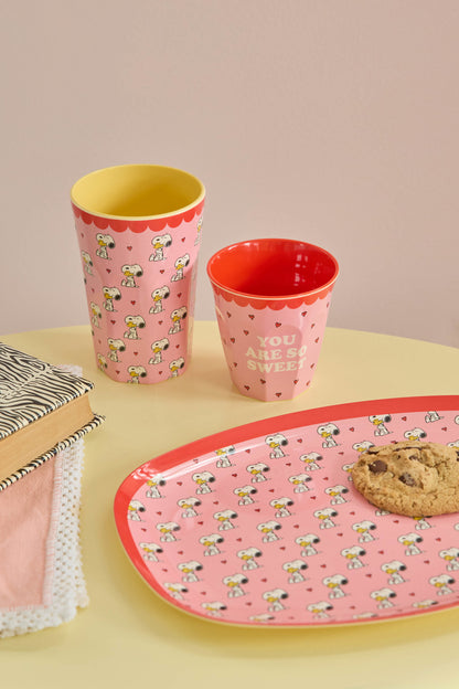 Melamine Cup with Pink Snoopy Print