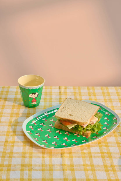 Melamine Cup with Green Snoopy Print