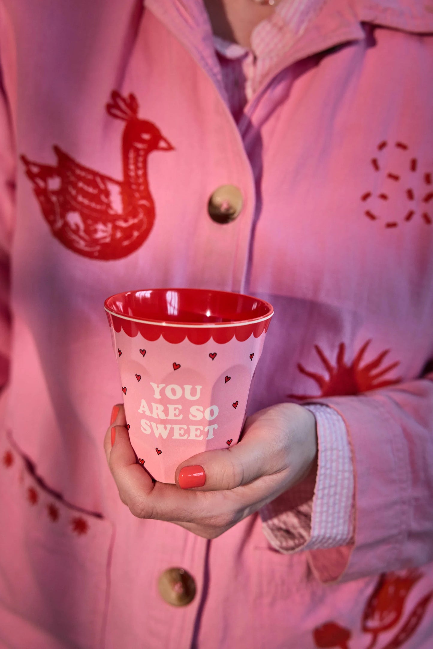 Melamine Cup with Pink Snoopy Print