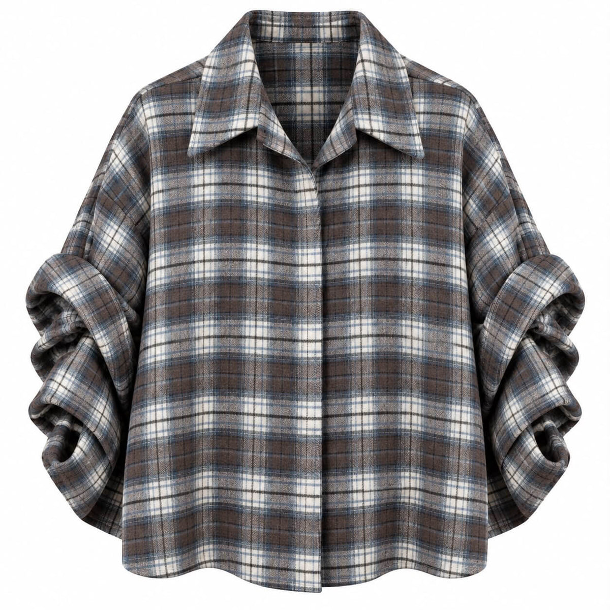 Ruit blouse met ballon mouwen