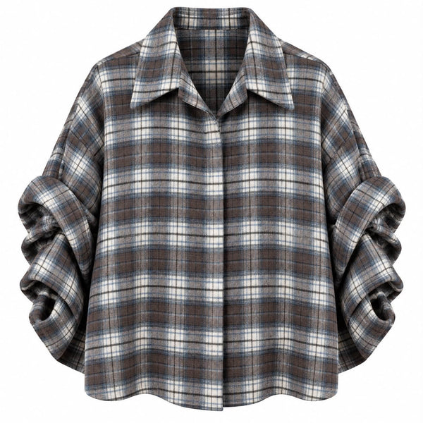 Ruit blouse met ballon mouwen