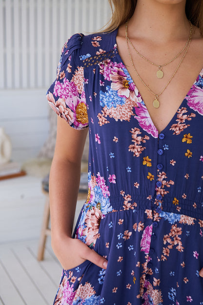 WILD WHIM PRINT CARMEN MAXI DRESS