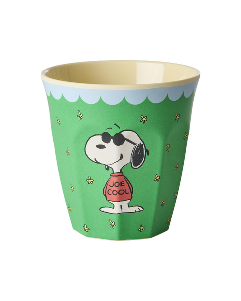 Melamine Cup with Green Snoopy Print