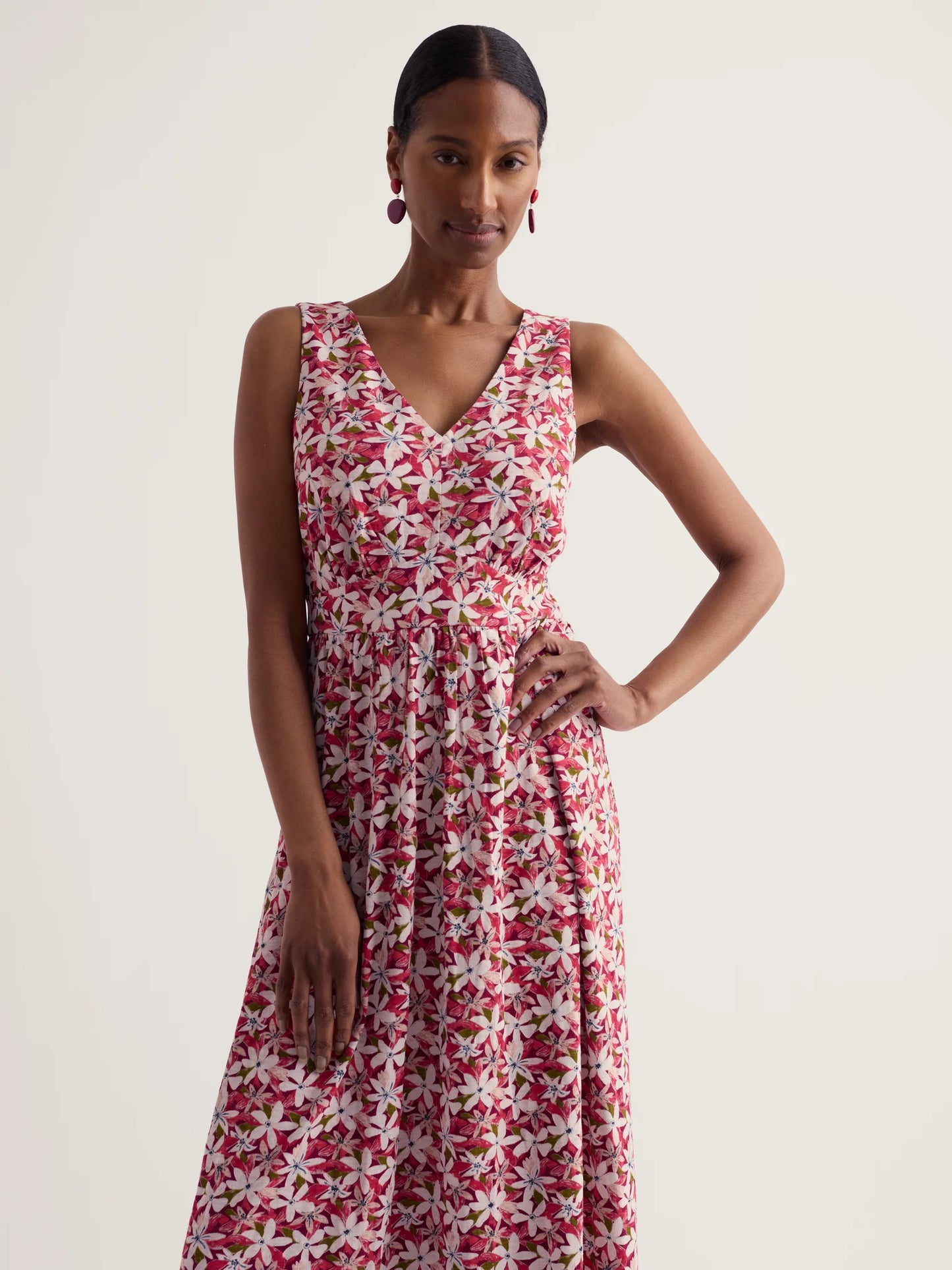 Polmanter Dress Regular Tropic Flower Dark Freesia