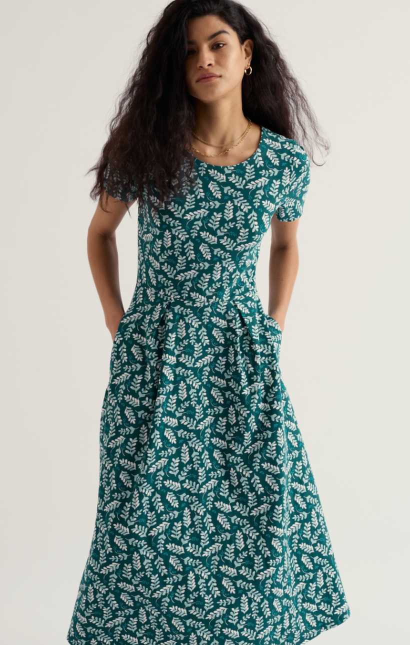 Veronica Dress-Indigo Leaf Dark Wreckage