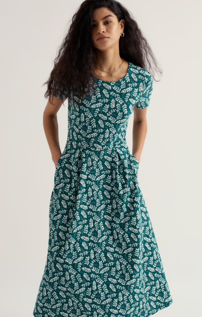 Veronica Dress-Indigo Leaf Dark Wreckage