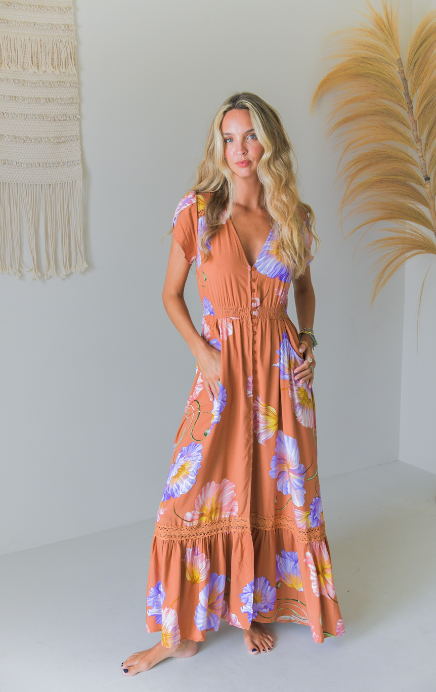SERENDIPITY PRINT CARMEN MAXI DRESS
