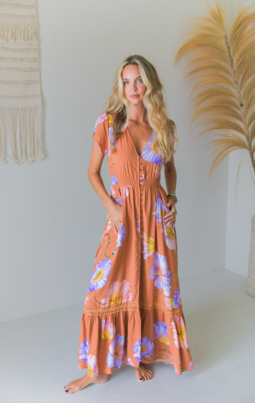 SERENDIPITY PRINT CARMEN MAXI DRESS