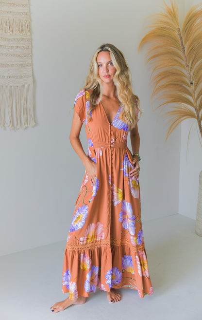 SERENDIPITY PRINT CARMEN MAXI DRESS
