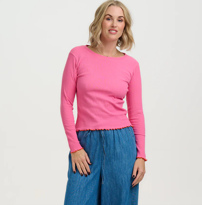 Lena Ribbed Top - Pink