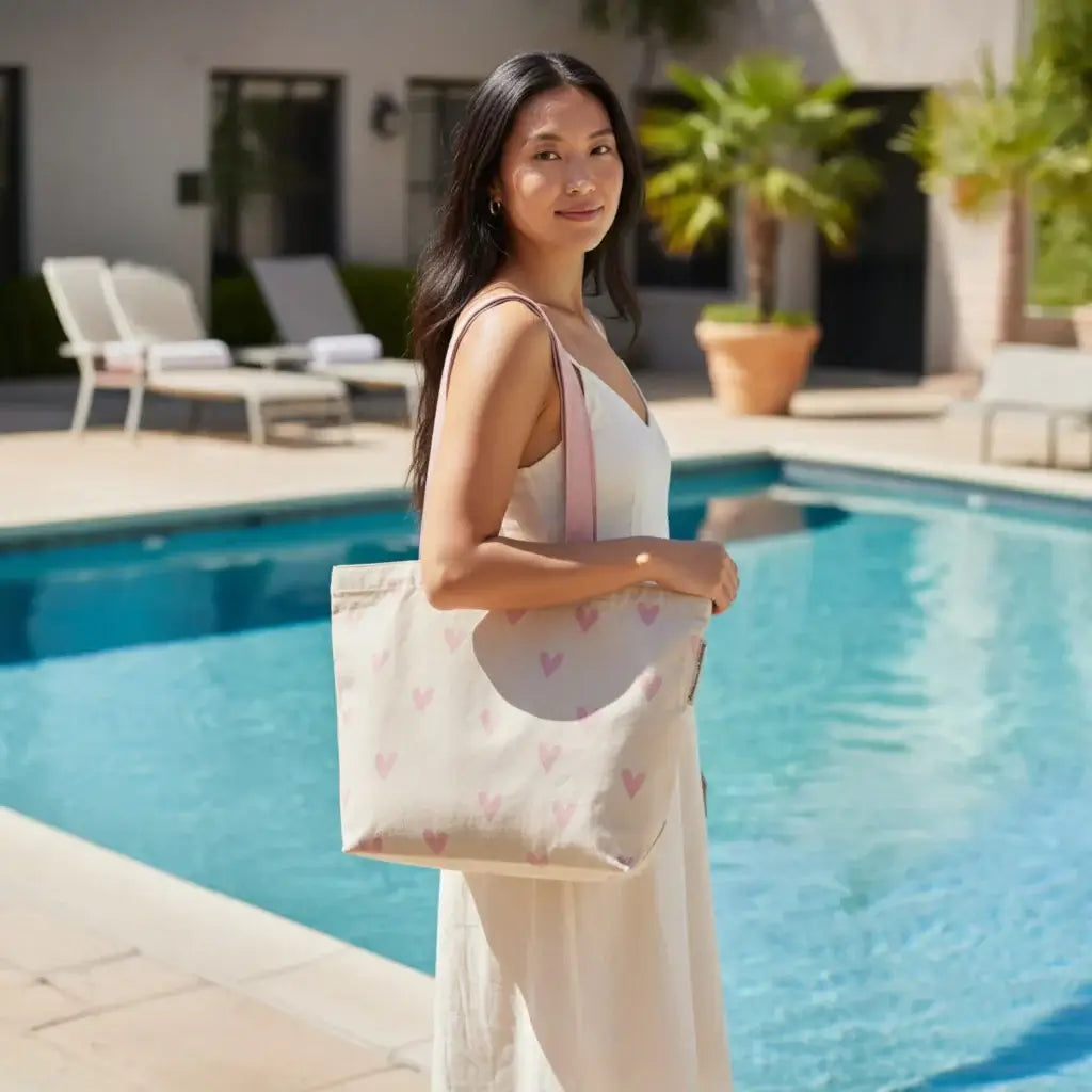 Duurzame shopper Pink Hearts Gemaakt van gerecycled bedlinnen